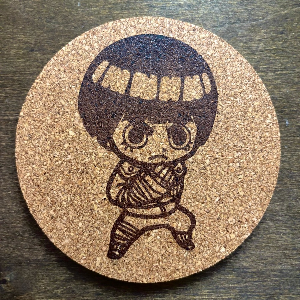 Naruto Rock Lee Chibi Style Laser Engraved Cork Coaster